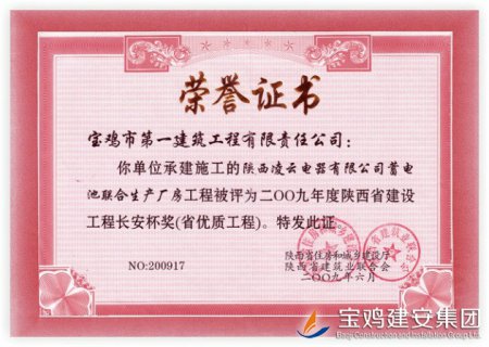Chang’an Cup Award of Lingyun Electric Plant Project